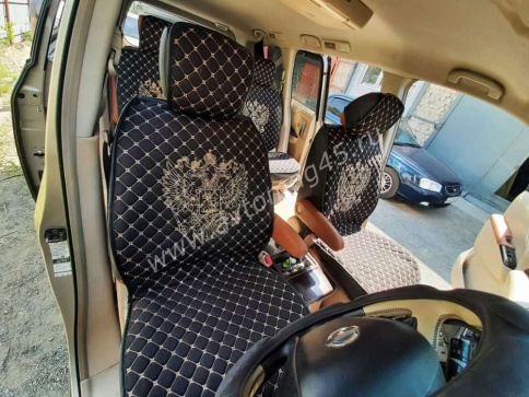 Чехлы  накидки на сиденье серия G лен черный бежевая/белая нитка комплект 5 шт фото 13