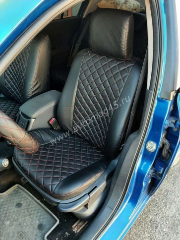 Авточехлы  Renault Megane 2 Рено Меган 2 2002-2009г 1/1 экокожа черно-серая серая нить ромб    фото 4