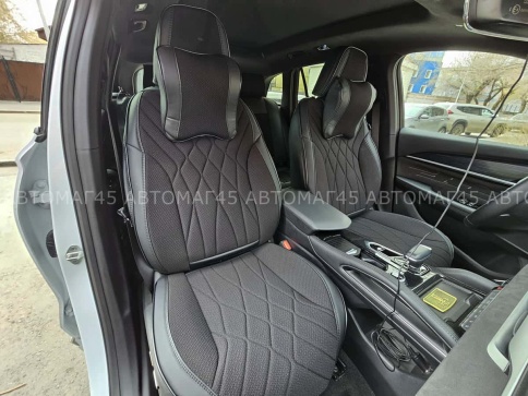 Чехлы  накидки на сиденье экокожа+жаккард черный трансформер с отдельным подголовником компл S.Fota фото 6