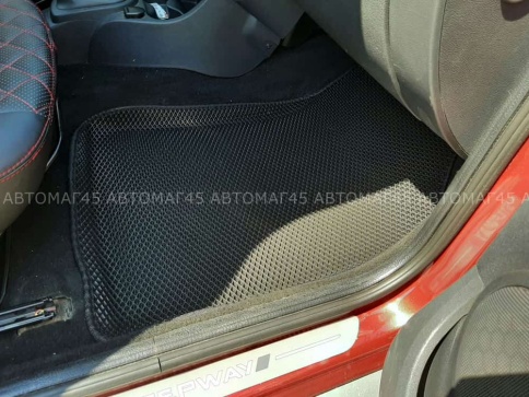 EVA ЭВА 3D коврики в салон Лада Largus FL 5 мест Logan до 13г Sandero Stepway до 15г чер рис ром 5шт фото 3