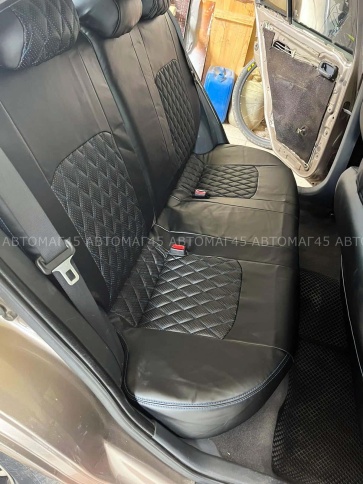 Авточехлы  Nissan X-Trail Ниссан Х-Трейл 2007-2014г кузов T31 экокожа черная серая нить ромб    фото 3