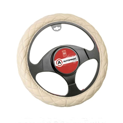 Autoprofi  оплетка руля экокожа спонжевая стёганая бежевая размер М SP-9010 BE M    фото 1