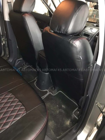 Авточехлы  Kia Soul Киа Соул 2014-2019г 2 поколение экокожа черная бежевая нить ромб    фото 5