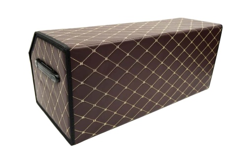 C2R Органайзер  багажника кофр экокожа коричневый с бежевой ниткой 70 x 30 x 30см MAXIMAL Middle    фото 4