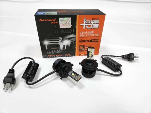 AOZOOM лампы LED 2шт H4 24В 55W 5500K 6000Lm  с обманкой гарантия 6мес    фото 6