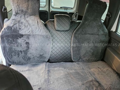 Рус Автотренд  Накидка  задний ряд короткий ворс серый шерсть 40% 3шт   фото 2