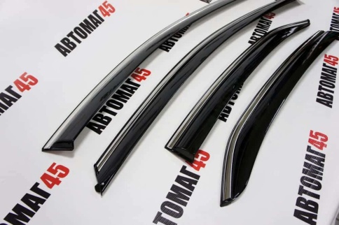 Дефлекторы окон Toyota Camry V70 Тойота Камри V70 2017-2024г с хромом комплект 4шт    фото 5