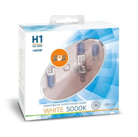 SVS  лампа H1 White 12V 55W 5000K 2шт    фото 1