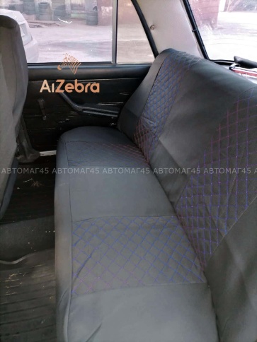 Авточехлы  ВАЗ 2107 жаккард черный с синей ниткой ромб стандарт Барс   фото 2