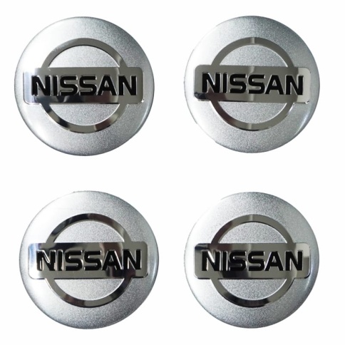 Наклейка на колпаки Nissan сферическая изогнутая 5,6см 4шт серебро 290114 фото 1