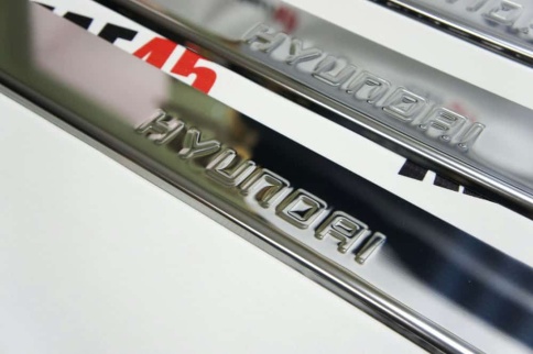 LIDER  Накладки на пороги  Hyundai Solaris Хендай Солярис 2011-2017г 4 шт нержавейка    фото 3