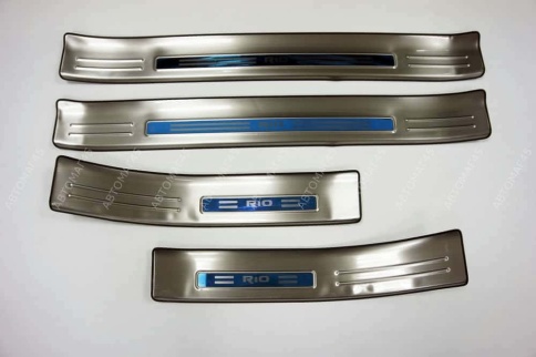 Накладки на внутр пороги Kia Rio 4 Киа Рио 4 2017-2022г широкие алюминий 4шт фото 4