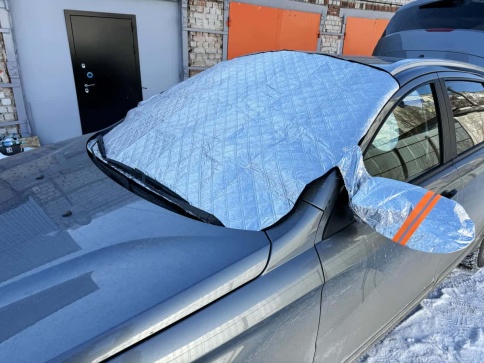 Накидка защитная от наледи и солнца на лобовое стекло 143см х 108см с ушами   фото 4