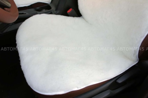 Накидка  на сиденье короткий ворс белая шерсть 60% 145х55см 1шт    фото 4