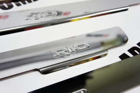 LIDER  Накладки на пороги  Kia Rio 2017-2022г Rio X-Line 2017-2022г 4 шт нержавейка Prime    фото 4