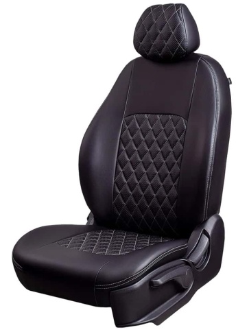 Авточехлы  Lada Largus FL Ларгус Largus Cross 5 местный 2/3 с 2021г экокожа черная нить серая ромб  фото 5