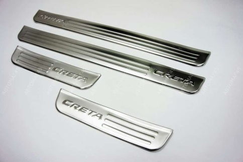 Накладки на внутр пороги Hyundai Creta 1 Хендай Крета 2015-2021г хром 4шт фото 4