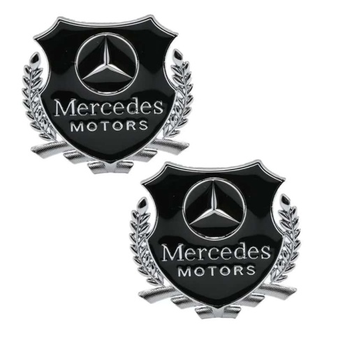 Шильдик Mersedes Motors черный металл 55*50мм 2шт SHK K206 фото 1