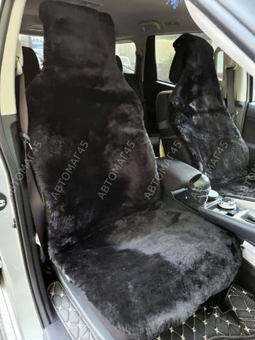 Рус Автотренд  Накидки короткий ворс мутон черный 140x55 2шт    фото 1