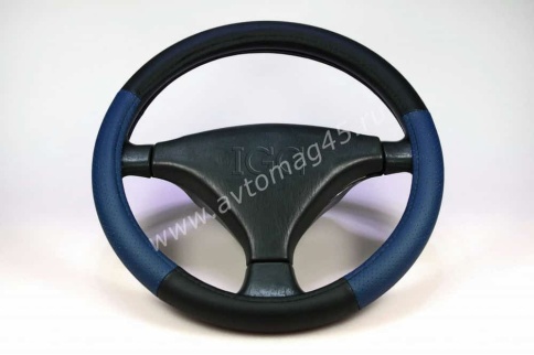 IGG  304 оплетка руля экокожа черный синий    фото 1