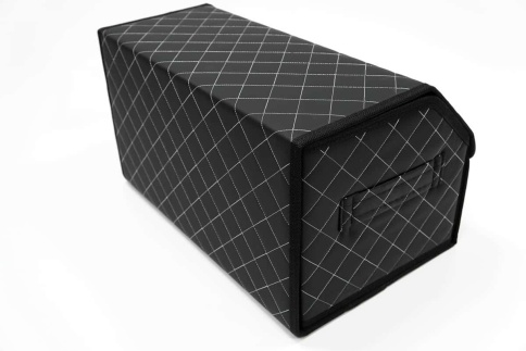 C2R Органайзер  багажника кофр экокожа черный с белой ниткой 50x30x30см  фото 4
