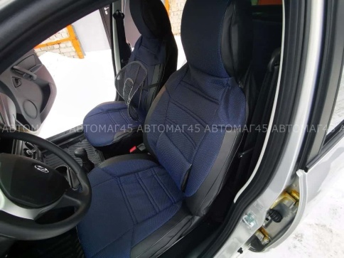 Авточехлы  Лада Granta Гранта  1/1 с 08.2018г жаккард синий    фото 9