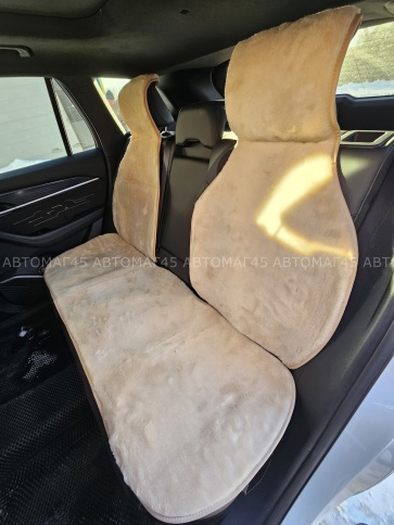 Рус Автотренд  Накидка  задний ряд короткий ворс бежевый шерсть 40% 3шт   фото 4