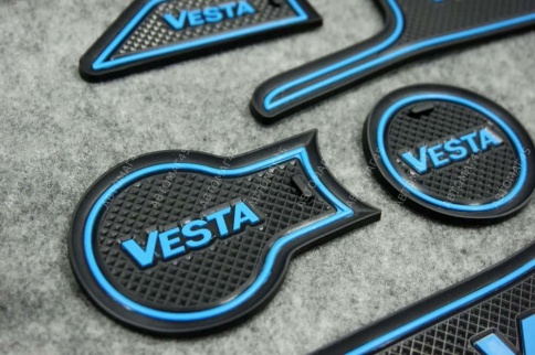 Коврики в ниши Лада Lada Веста Vesta синие буквы 6пр. фото 5