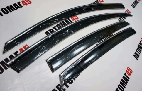 WIND  дефлекторы окон Nissan Teana Ниссан Теана 2008-2013г дымчатые хромированный молдинг компл 4шт фото 2