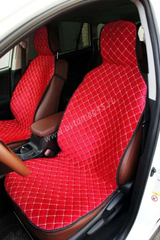 Автотренд  Накидки на сиденье на силиконе без боков велюр красный 2шт    фото 1