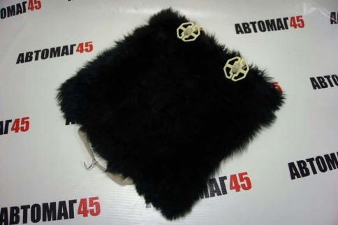 Накидка подушка  на сиденье длинный ворс черный 44х44см    фото 7