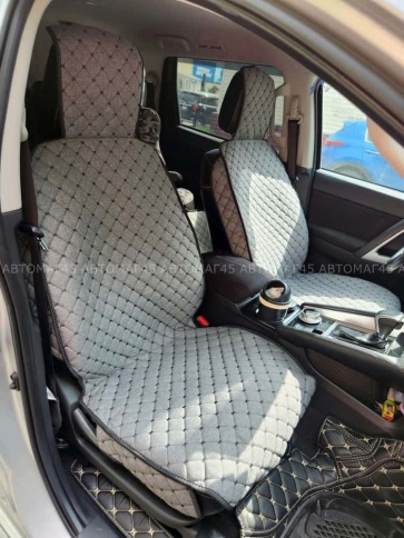 Чехлы  накидки на сиденье лен 2Д серый передние 2шт LEX   фото 1