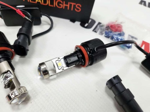 MYX светодиодные лампы LED линза 2шт H11 12В 32W 6000K 6000Lm с обманкой гар 8мес фото 3