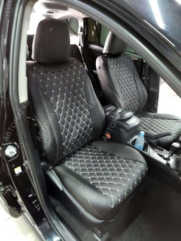 Авточехлы  Toyota RAV4 Тойота Рав4 2012-2019г XA40 экокожа черный модель Байрон    фото 14