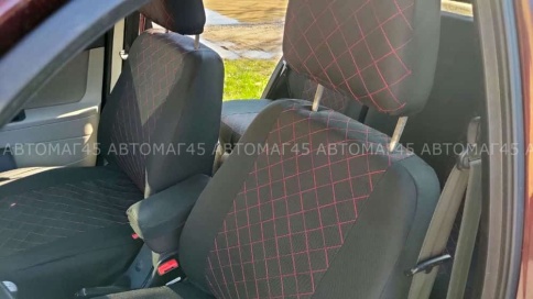 Авточехлы  ВАЗ 2110 Приора седан до 2014г жаккард черный с красной ниткой ромб Барс    фото 14